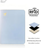 Passport Holder for Travel Essentials,RFID Blocking Passport Cover Case for Travel Accessories,Travel Wallet for Women Men (Light Blue)