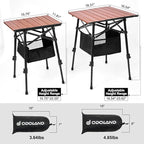 Odoland Portable Camping Table, 15.8"L x 11.8"W Folding Table with Adjustable Height 15.8" - 22", Small Beach Table with Storage Bag for Outdoor Camp, Cooking, Picnic, Travelling, Backyards, Fishing