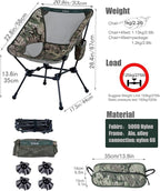 iClimb Ultralight Compact Camping Folding Beach Chair with Anti-Sinking Large Feet and Back Support Webbing (Woodland - Square Frame - 2PC)