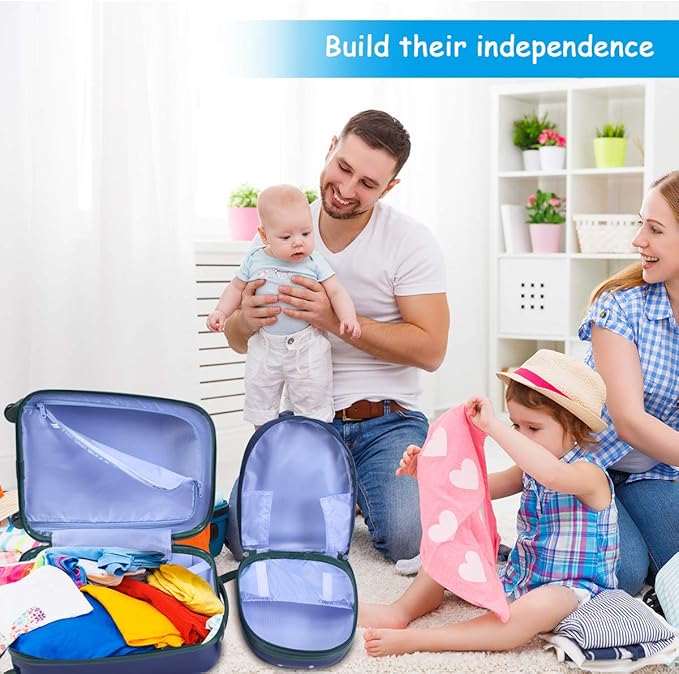 Goplus 2PC Kids Luggage, 12" & 16" Kids Carry On Luggage Set with 4 Spinner Wheels, Lightweight Rolling Spinner Suitcase for Children Toddlers Boys and Girls Travel