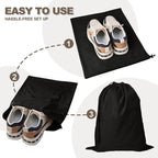 5 Pack Shoe Bags for Travel, Washable Dust Bags for Storage & Packing 17.7" x 13.8" Dustproof Shoe Bags Duster Flannel Shoes Storage with Drawstring Closure for Boots Handbags Shoes & Toys (Black)