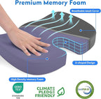 CushZone Seat Cushion, Office Chair Cushions, Car Seat Cushion, Non-Slip Sciatica & Back Coccyx Tailbone Pain Relief Chair Pad, Memory Foam Butt Pillow for Computer Desk, Wheelchair, Driving (Grey)