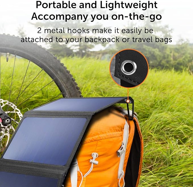 40W 18V Foldable Portable Solar Charging Panel,for Portable Power Station and USB Devices,3 Outputs Type-C/USB QC3.0/DC for Multi Devices,High Conversion Efficiency.,Black,SFZD-40