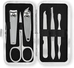 Amazon Basics 6-Piece Essential Travel Manicure Kit, Grooming Set with Nail Clippers, Portable Nail Care Tools in Travel Case