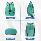 JELUTAR Drawstring Backpack Gym Bag with Shoes Compartment for Soccer, Basketball, Swim, Water-Resistant String Backpack Beach Cinch for Women Men, Mint Green
