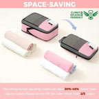 BAGAIL 4/6 Set/8 Set Compression Packing Cubes Travel Accessories Expandable Packing Organizers(HalfMesh, 8-Pink)