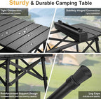 Folding Camping Table - Small Outdoor Table with Storage Bag - Adjustable Height 17.7'' & 24'', Portable Lightweight Aluminum Foldable Side Table for Picnic, BBQ, Beach & Tailgating(Large)