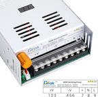 DROK 12V Power Supply, AC 110V 220V to DC 0-12V 40A 480W Buck Converter, Adjustable Variable LED Adapter Regulated 5V 6V 9V 12Volt Voltage Transformer 10A 20A 30A 40Amp Charger for Lab CCTV