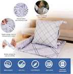 3 in 1 Travel Pillow Blanket Set with Removable Flannel Blanket Throw,Hand Warmer Pockets,Pillow (Color5, 50in*60in)