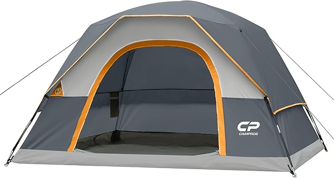 CAMPROS CP Camping Tent 2/4/6 Person, Waterproof Windproof Double Layer Dome Tent, Easy Setup with Large Mesh Windows & Wide Door for Outdoor Camping Backyard