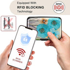 ELFISH Mini RFID Aluminum Wallet Credit Cards Holder Business Card Case Metal ID Case for Men Women(Blue Flower)