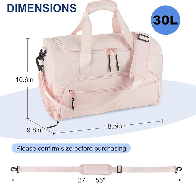 Gym Bag for Men Women, Sport Duffle Bag with Wet Pocket & Shoes Compartment, Water Resistant Overnight Weekender Bag Duffel Bag