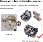 BOYATU Travel Makeup Bag Organizer Cosmetic Bag: 3 Pcs Set Make up Bags for Women with Handle - Waterproof Vegan Leather Toiletry Bag (01-G-Coffee)