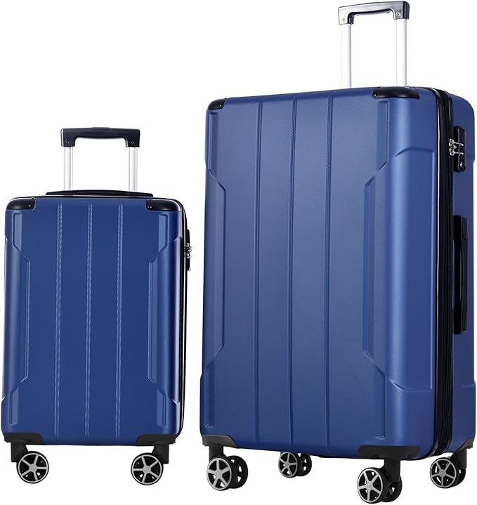 2 Piece Luggage Set, Hardside Suitcase with Spinner Wheels, TSA Lock & Expandable Hard Shell, Carry on and Checked Luggage for Travel, Maletas de Viaje for Men & Women (Blue, 20+28Inch)