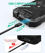 BLAVOR Solar Power Bank 10,000mAh, Portable Wireless Charger, 20W Fast Charging External Battery Pack with USB C for Cell Phones, Solar Panel Charging with Dual Flashlight for Camping