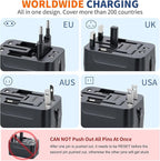 International Universal All in One Worldwide Travel Adapter Fast Charger with PD 3.0 Type C & USB-A Quick Charging Wall Charger AC Power Plug Adapter for USA EU UK AUS European Cell Phone Laptop