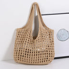 WantGor Crochet Bags, Beach Mesh Tote Bag Womens Shoulder Shopping Handbag Casual Travel Totes Bag Foldable Hobo Bags