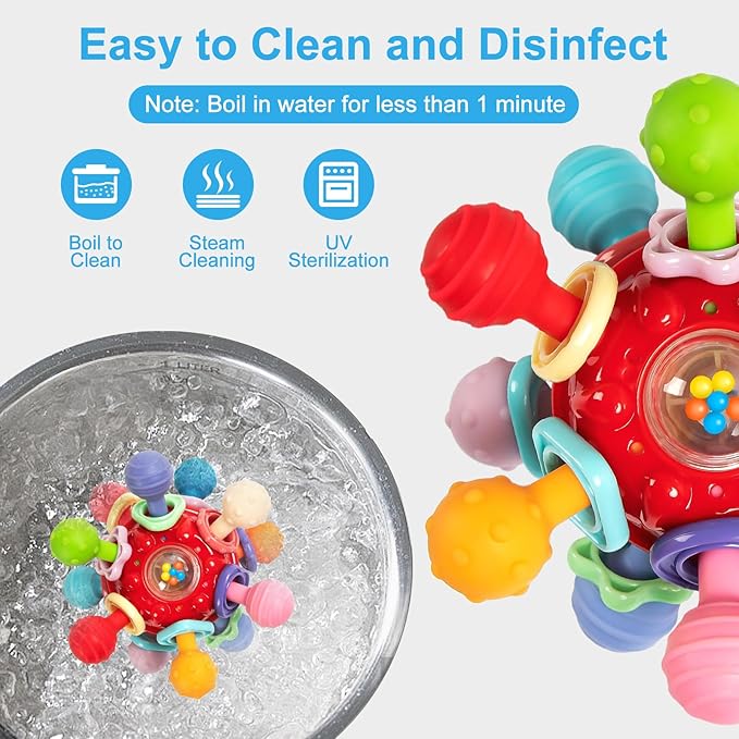 Baby Montessori Sensory Toys for 0-6 6-12 Months, Baby Teether Teething Toys for Babies 0 3 6 9 12 18 Months, Newborn Infant Learning Developmental Toys Gifts for 1 2 Year Old Boys Girls