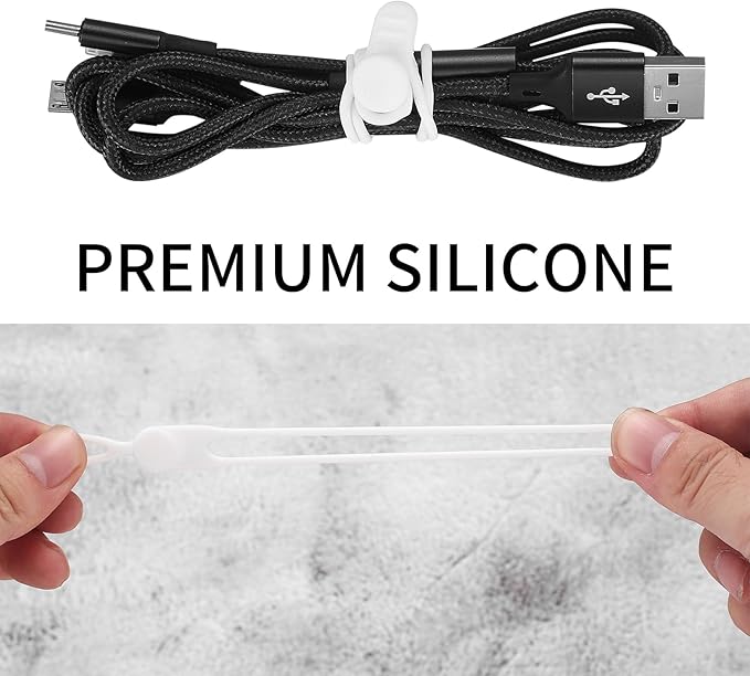 25 Pcs Silicone Cable Ties, Reusable Cable Straps Wire Organizer, Cable Management Cord Organizer for Fastening Earphone Phone Charger Home Office Desk Kitchen Appliances Cable Cords Wires