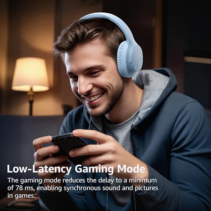TOZO HA1 Bluetooth 5.4 Over Ear Headphones, 70H Playtime with Mic, Foldable Wireless Headset, Deep Bass Stereo Sound Customizable 32 EQ Music Mode Via Button & App for Travel and Home, Upgraded