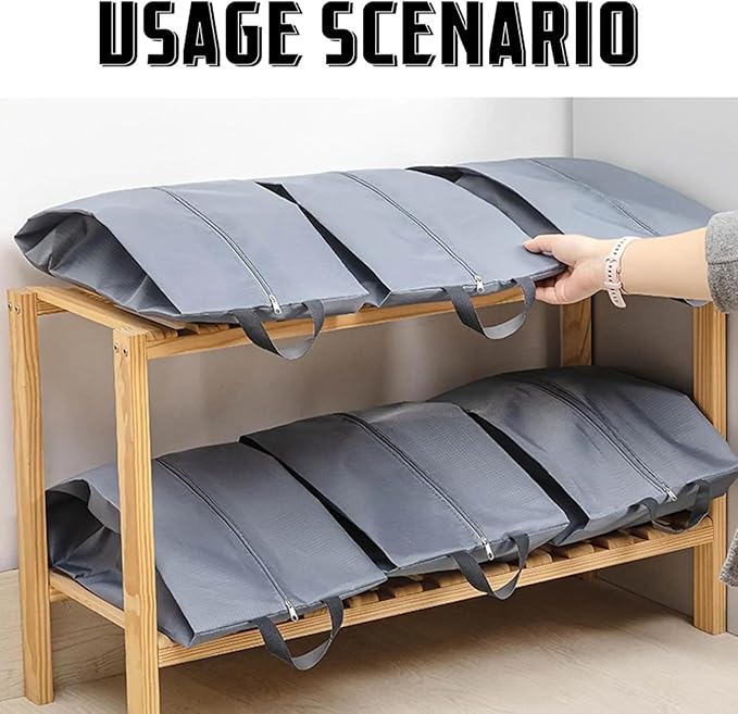 5Pcs XL Travel Shoe Bags Portable Travel Gifts Shoe Organizer with Zipper Closure, Waterproof Nylon Shoe Storage Organizer with Handle Travel Bags For Men and Women, Grey