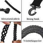 Tri-Braided Cord Travel Clothes Line, Adjustable Bungee Cord Clothesline,Washing Hanging Airer Rope, for Hotel,Camping/Laundry Room,Indoor/Outdoor Usage,Dry Clothes Anywhere Without Using pegs.