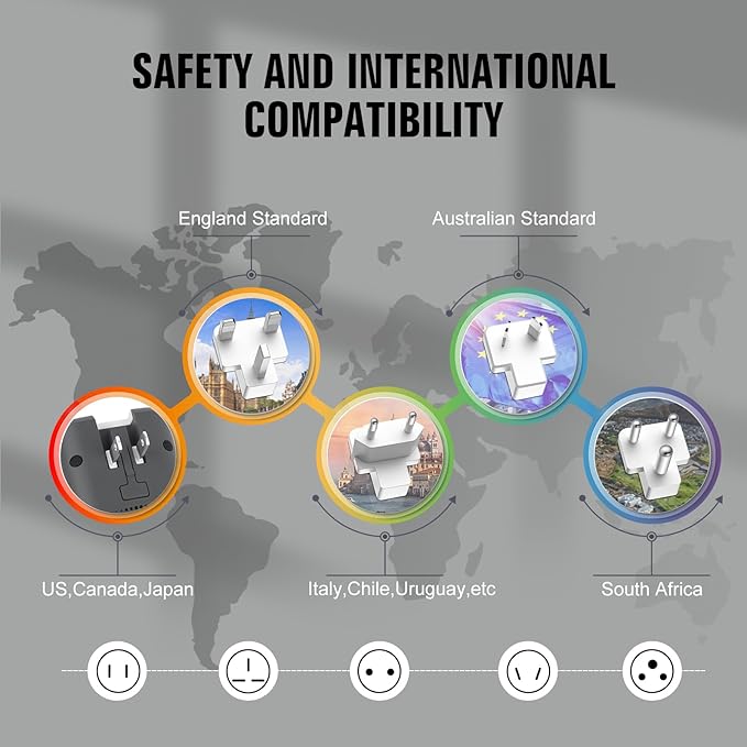 Voltage Converter Us to Europe, Power Converter Combo, 220v to 110v European Plug Converter 2300w Travel Adapter Worldwide, Step Down European, Travel Adapter Worldwide