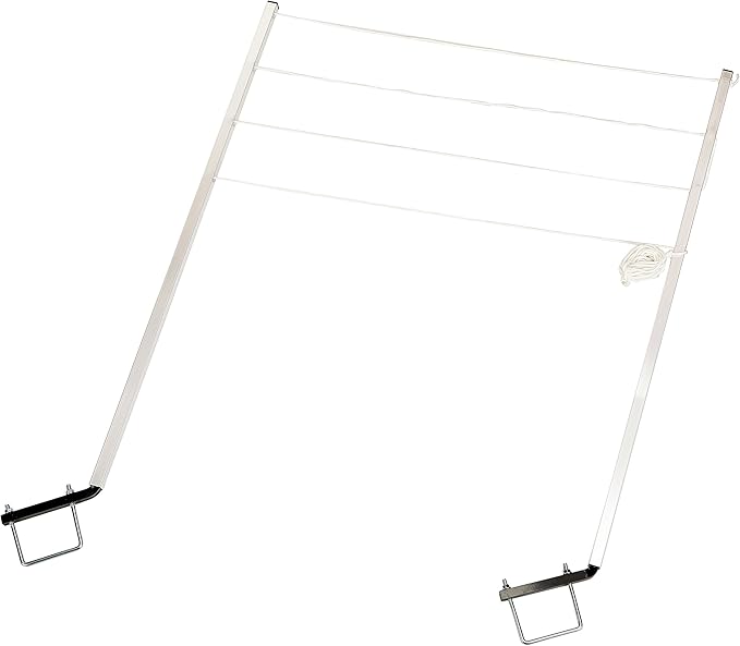 Stromberg Carlson CL-100 Bumper Mounted Clothesline - 48" aluminum foldable travel drying rack for RV Bumper, camper, and outdoor use; 84" hanging space, ideal RV clothesline and camping laundry rack.