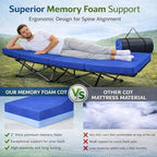 ABORON Camping Cot with 2in Memory Foam Mattress, 900LBS Heavy Duty Sleeping Cot for Adults, Extra Wide Sleeping Cot, 1200D Double Layer Oxford Cot for Camping, Guest, Office Nap