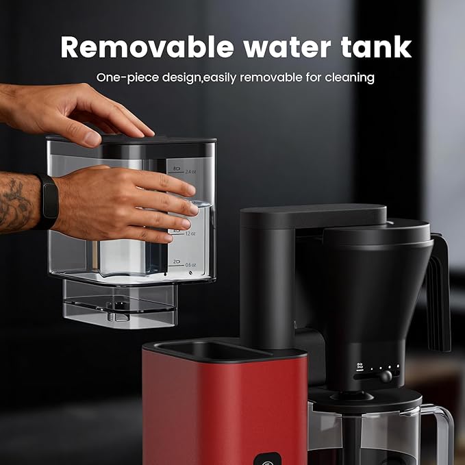 Kismile Drip Coffee Machine,SCA Certified Coffee Maker,Pour Over Coffee Brew with 3s Instant Heat 197-205℉, Adjustable Flow Control, Deep Cold Brew & Keep Warm 40 Min, Easy to Clean (Red)