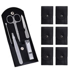 6 Sets Pack Travel Manicure Set Professional Nail Clipper Kit-5 Pieces Stainless Steel Manicure Kit, Women Men Grooming kit With Nail Care Tools Beauty Scissors Tweezers (Silver Black)