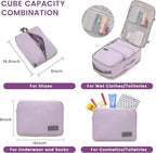LOVEVOOK 40L Large Travel Backpack for Women Men, 17 Inch Carry on Backpack for Traveling on Airplane, Personal Item Travel Bag Airline Approved, Business Causal Weekender Backpack, Light Purple-Grey