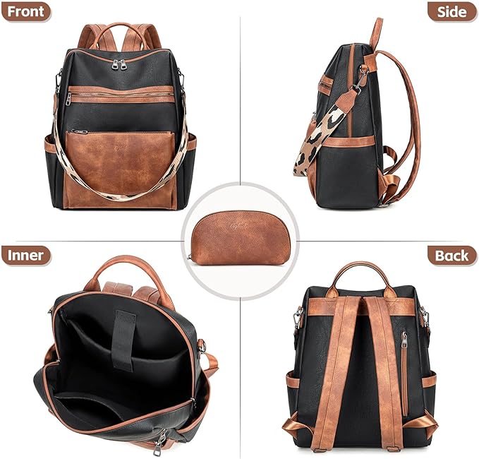 AGLOD Vegan Leather Laptop Backpack for Women 15.6 Inch Work Backpack Purse for Travel College