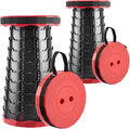 Doseno Upgraded Foldable Stool Thickened, Portable Collapsible Stool Retractable Stool for Fishing, Hiking Tours, BBQ, Parties, Outdoor Activities (Red, 2pack)
