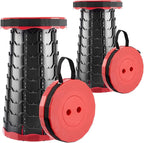 Doseno Upgraded Foldable Stool Thickened, Portable Collapsible Stool Retractable Stool for Fishing, Hiking Tours, BBQ, Parties, Outdoor Activities (Red, 2pack)