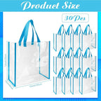 Eccliy 30 Pack 12x12x6 Inch Clear Tote Bag Stadium Approved Bulk Plastic Beach Tote Gift Bag with Handle for Gym Sports | 30 Pack, 12x12x6 Inch, Stadium Approved, Bulk, with Handle, Tote Gift Bag