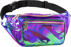 Holographic Fanny Pack Belt bag - Crossbody Waist Bag for Men or Women - Hands-Free, Waterproof Large Bumbag for Hiking, Running, and Travel (purple)