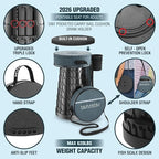 NUMANU 2026 Upgraded Collapsible Stool & 3IN1 Cushioned Carry Bag, 2.5"-18" Height Adjustable Max 620lbs, Portable Retractable Telescoping Seat, Foldable Camping Stool or Footrest for Adults (Round)