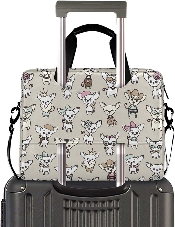 Laptop Bag 15.6 inch, Waterproof Laptop Case with Strap, Protective Laptop Carrying Case for Women & Men, Cute Chihuahua Dogs