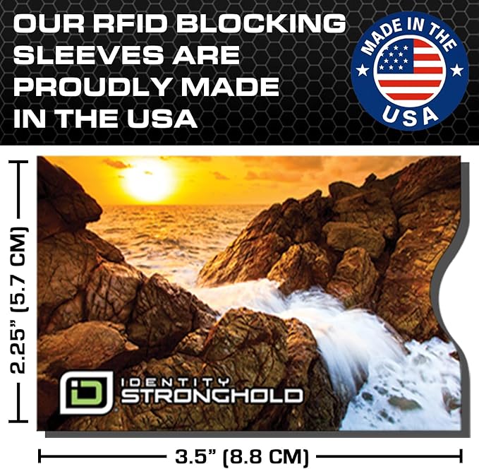 RFID Blocking Credit Card Sleeve Protectors – USA Made Slim Wallet Inserts for Credit Cards, Debit Cards & ID Protection (16, Sunset - 16 Pack)
