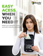 RFID Travel Neck Wallet - Black | Sleek, Secure Passport Holder and Money Pouch with Adjustable Neck Strap for Men and Women to Keep Cash, Credit Cards and Travel Documents Safe.