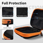 Square Earbud Case Portable EVA Carrying Case Storage Bag Tech Pouch Cell Phone Accessories Organizer with Carabiner for Earphone, Earbud, Earpieces, SD Memory Card, Camera Chips, Orange1