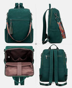 FADEON Leather Laptop Backpack for Women Designer 15.6 inch PU Laptop Bag, Ladies Travel Computer Work Backpack Green
