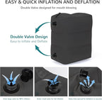 Inflatable Travel Foot Rest Pillow, Adjustable 3 Layers Height Leg Rest Pillow, Kids Airplane Bed, Adults Travel Essentials on Plane, Trains, Cars, Office, Home (Black, 1 PC)