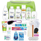 Convenience Kits International Women’s Super Premium 30 PC Travel Kit Featuring: Ensemble of Dove Travel-Size Hair Care and Body Products in Large Toiletry Bag (802) (Green)
