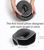 Proglobe Orthopedic Neck Pillow, Travel Neck Pillows for Airplanes, Memory Foam Kit, 360° Head Support, Airplane Pillow Set with 3D Contoured Eye Masks, Earplugs, and Luxury Mesh Bag (Black)