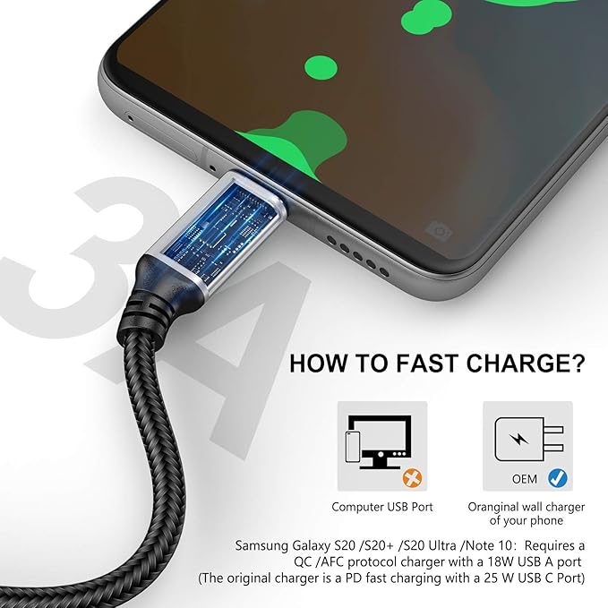 USB Type-C to A Cable 5pack 6ft Braided Fast Charging 3A Quick Charger Cord, 6 Foot Compatible iPhone 17/17 Pro/16e/16/15 Pro Max,Samsung Galaxy S10 S9 S8 Plus, Note 10 9 8, LG V50 V40 G8 G7(Silver)