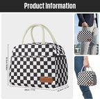 douyadady Lunch Bag Women/Men Lunch Box Women/Men (Black+White Checkerboard)
