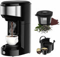 Single Serve Coffee Maker, 2 in 1 Brewer for K Pod & Ground Coffee, 90s Rapid Brew 6 to 14oz Capacities with Auto Shut Off, Small Compact Design for Home Office Travel Camping (Black)