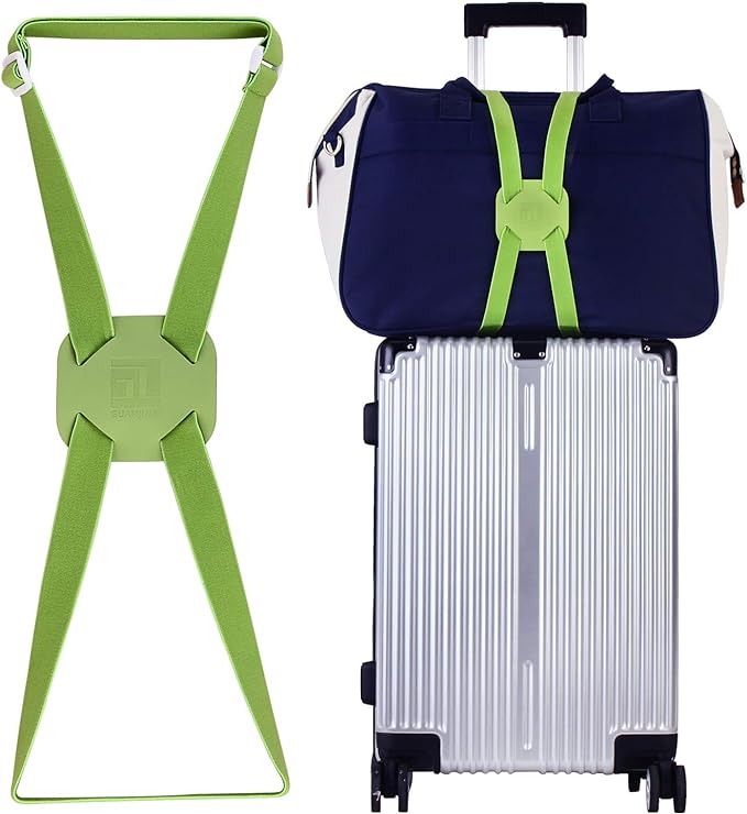 Luggage Straps Bag Bungees for Add a Bag Easy to Travel Suitcase Elastic Strap Belt (Green, M-Green)